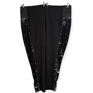 Eloquii Womens Size 26‎ Black Sequin Side Panel Stretch Pull On Dress Pants